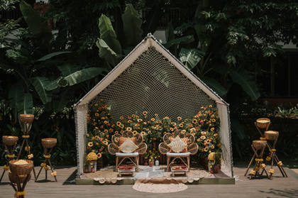Backdrop and Stage — Haldi decor — Alila Diwa Goa